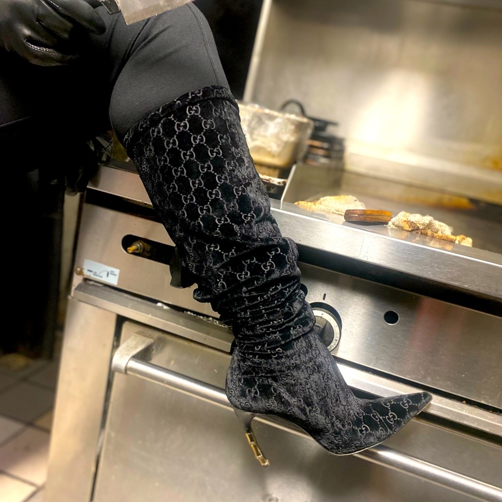 GUCCI Tom Ford- Velvet Over the Knee Boots